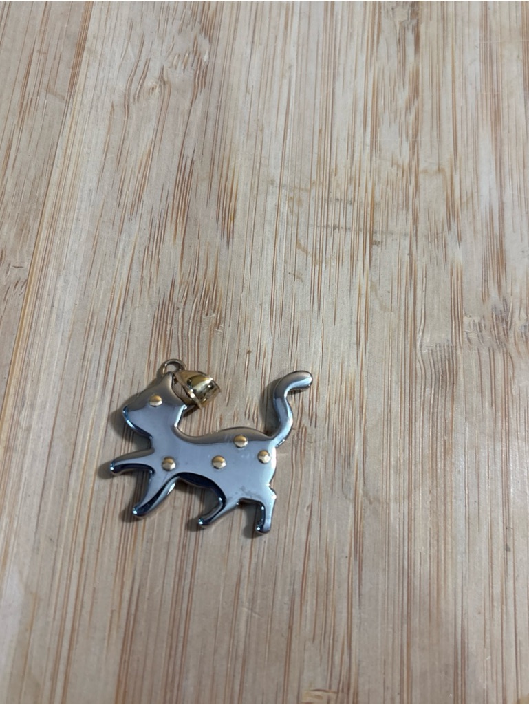 Jad 18k Yellow Gold  Stainless Steel Cat Pendant